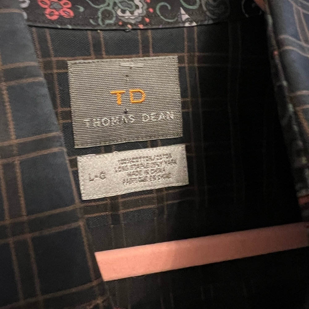Thomas Dean checked paisley trim Men's long Sleeved shirt - Picture 2 of 9